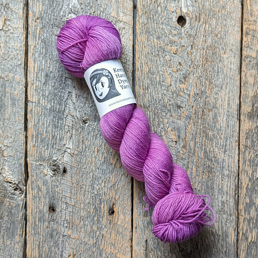 purple hand dyed yarn, sock yarn, twisted skein, Keenan hand dyed, merino yarn, wool yarn, merino nylon yarn