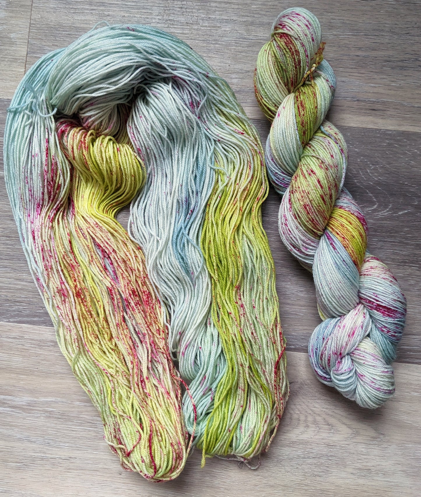 monet insprired hand dyed yarn, magenta speckles, sock yarn, twisted skein, Keenan hand dyed, merino yarn, wool yarn, merino nylon yarn
