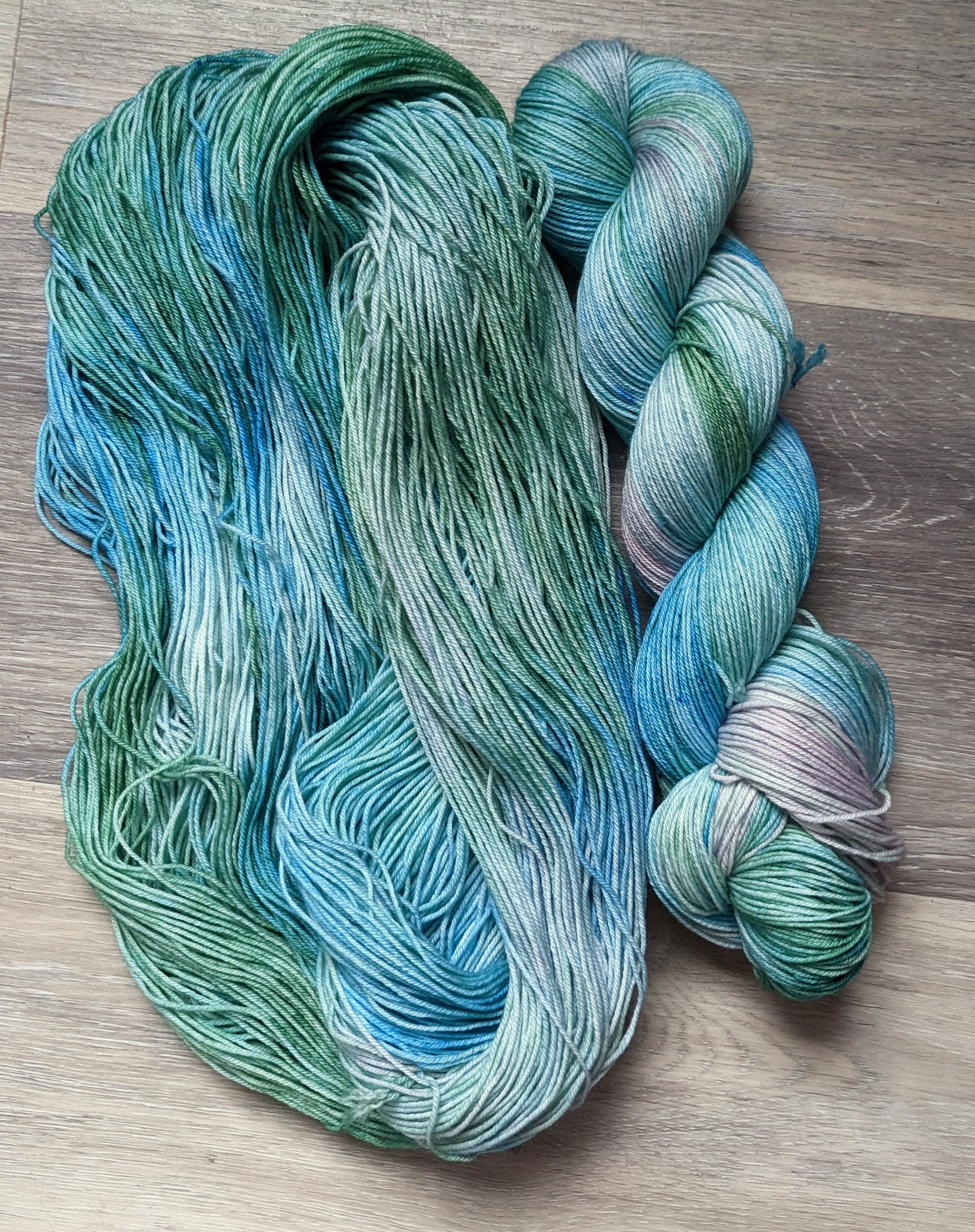 green hand dyed yarn, blue hand dyed yarn, pink hand dyed yarn, sock yarn, twisted skein, Keenan hand dyed, merino yarn, wool yarn, merino nylon yarn
