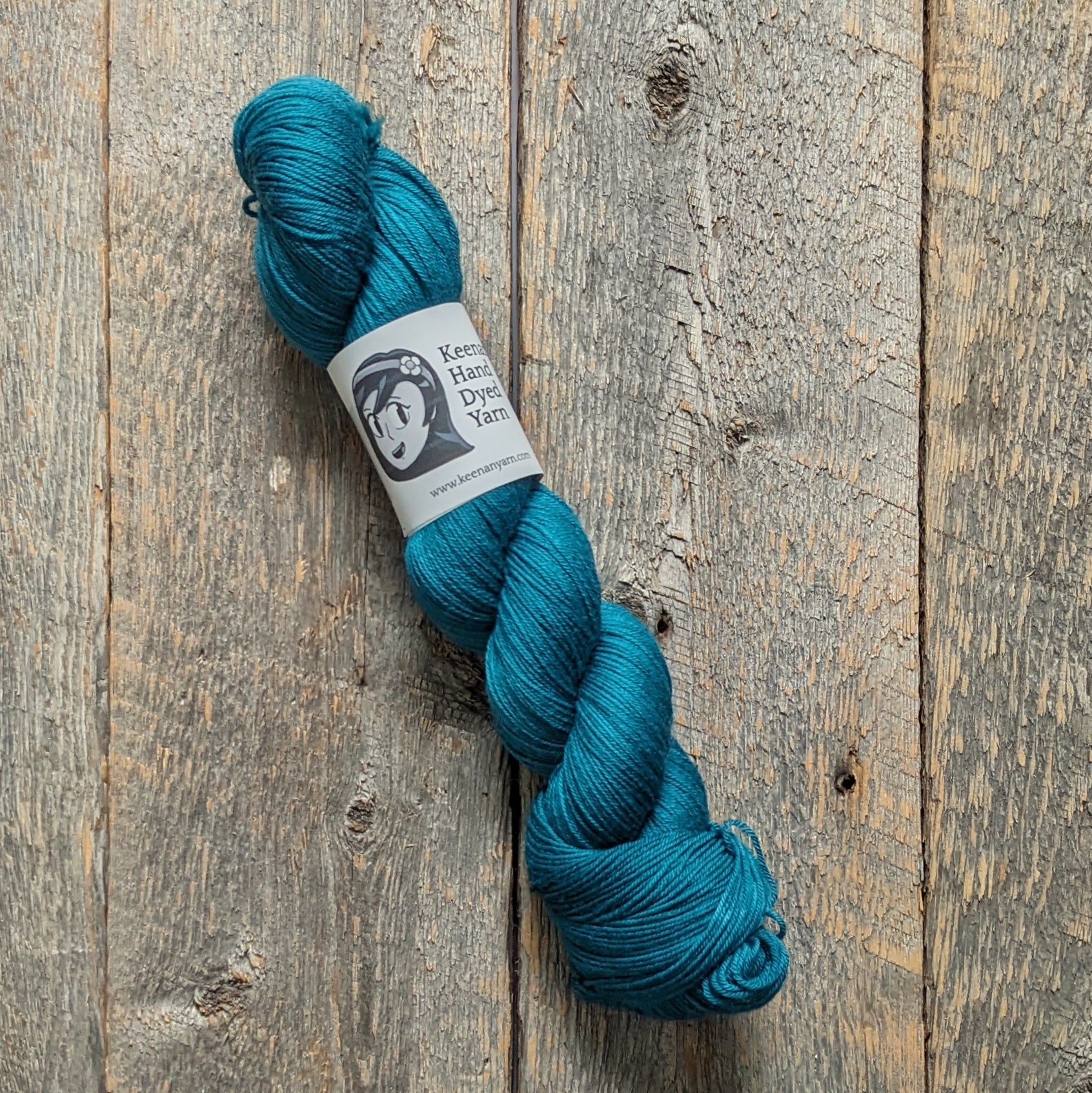 teal hand dyed yarn, sock yarn, twisted skein, Keenan hand dyed, merino yarn, wool yarn, merino nylon yarn