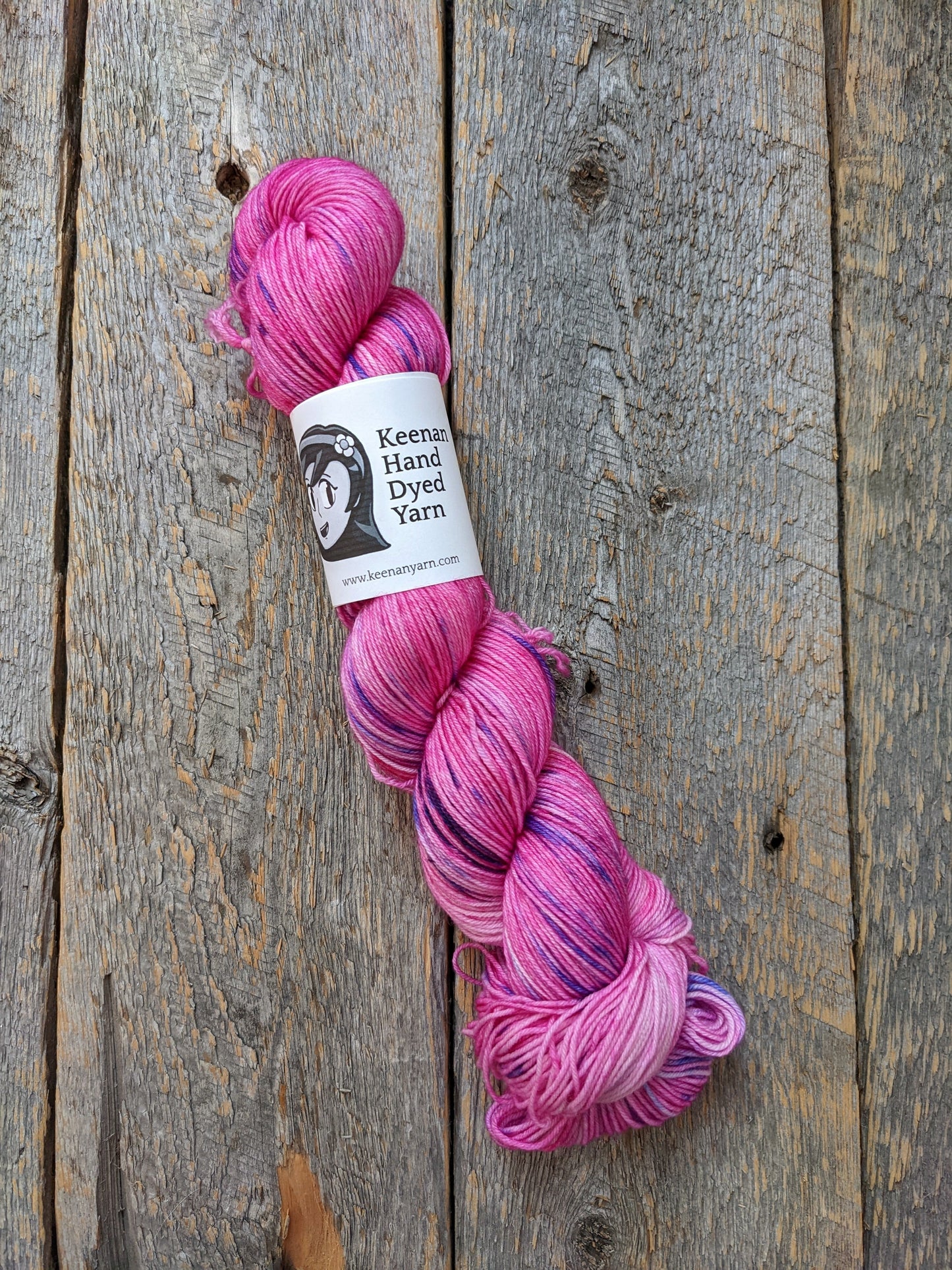 pink hand dyed yarn, sock yarn, twisted skein, Keenan hand dyed, merino yarn, wool yarn, merino nylon yarn