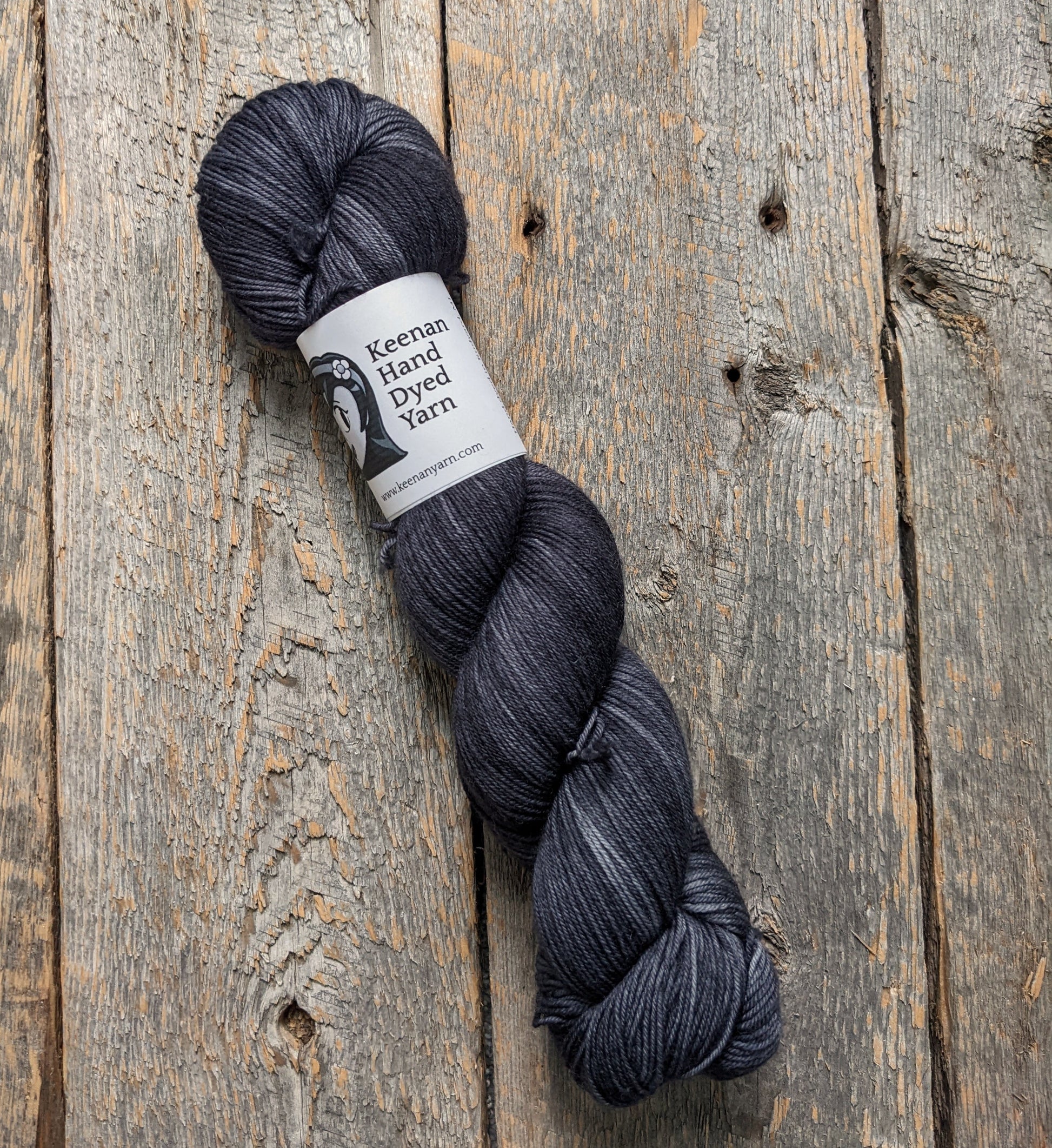 black hand dyed yarn, sock yarn, twisted skein, Keenan hand dyed, merino yarn, wool yarn, merino nylon yarn