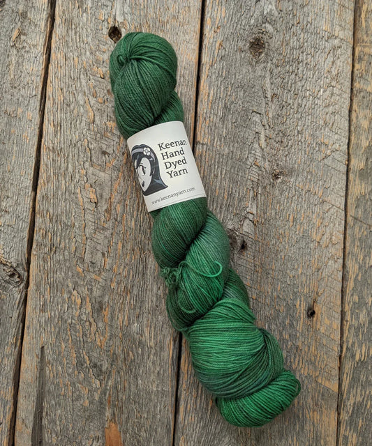 green hand dyed yarn, sock yarn, twisted skein, Keenan hand dyed, merino yarn, wool yarn, merino nylon yarn