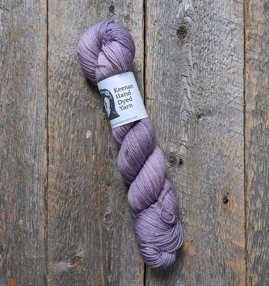 dusty purple hand dyed yarn, sock yarn, twisted skein, Keenan hand dyed, merino yarn, wool yarn, merino nylon yarn
