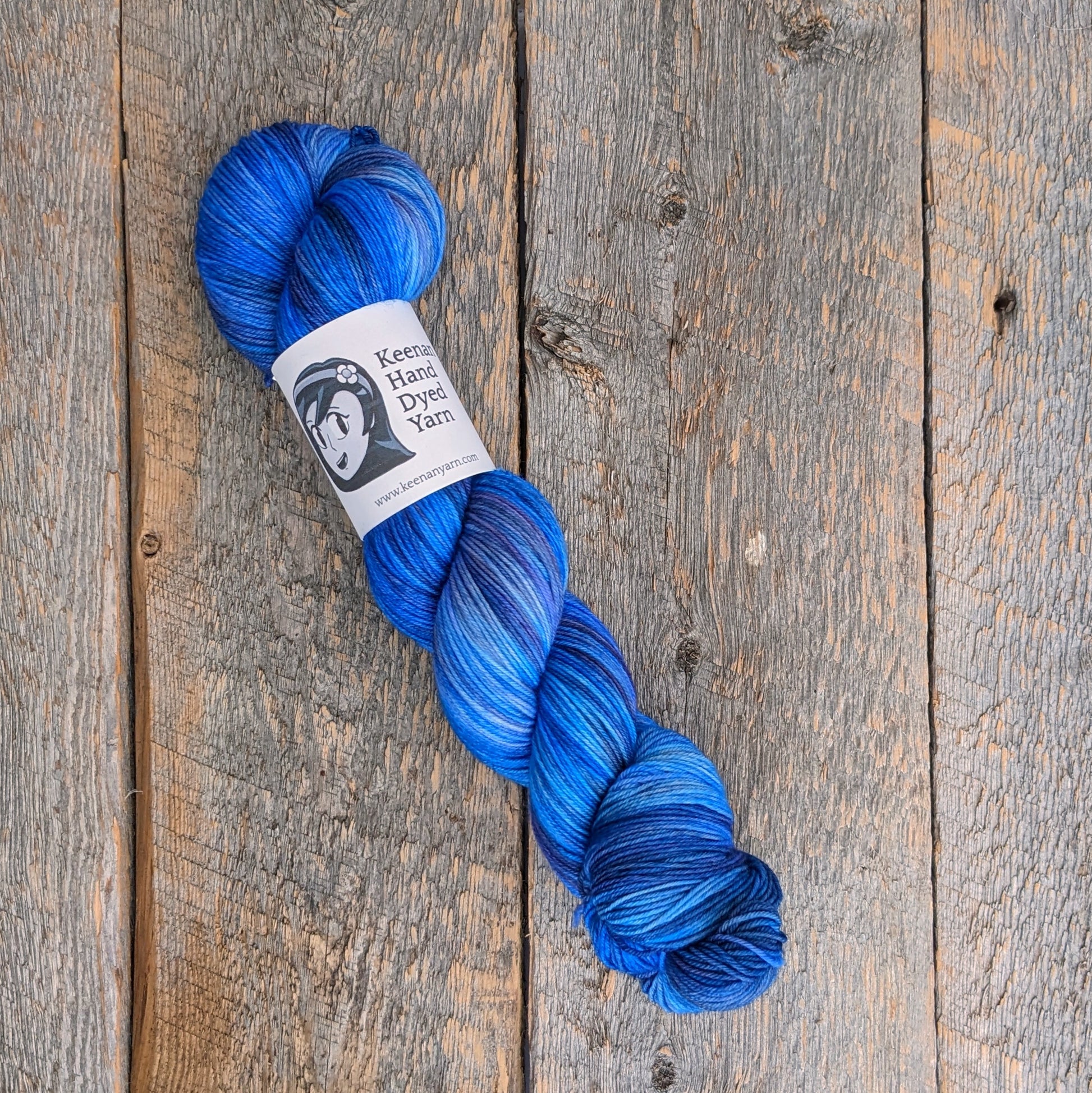 bluebonnets, multicolor yarn, blue hand dyed yarn, sock yarn, twisted skein, merino nylon yarn, Keenan hand dyed