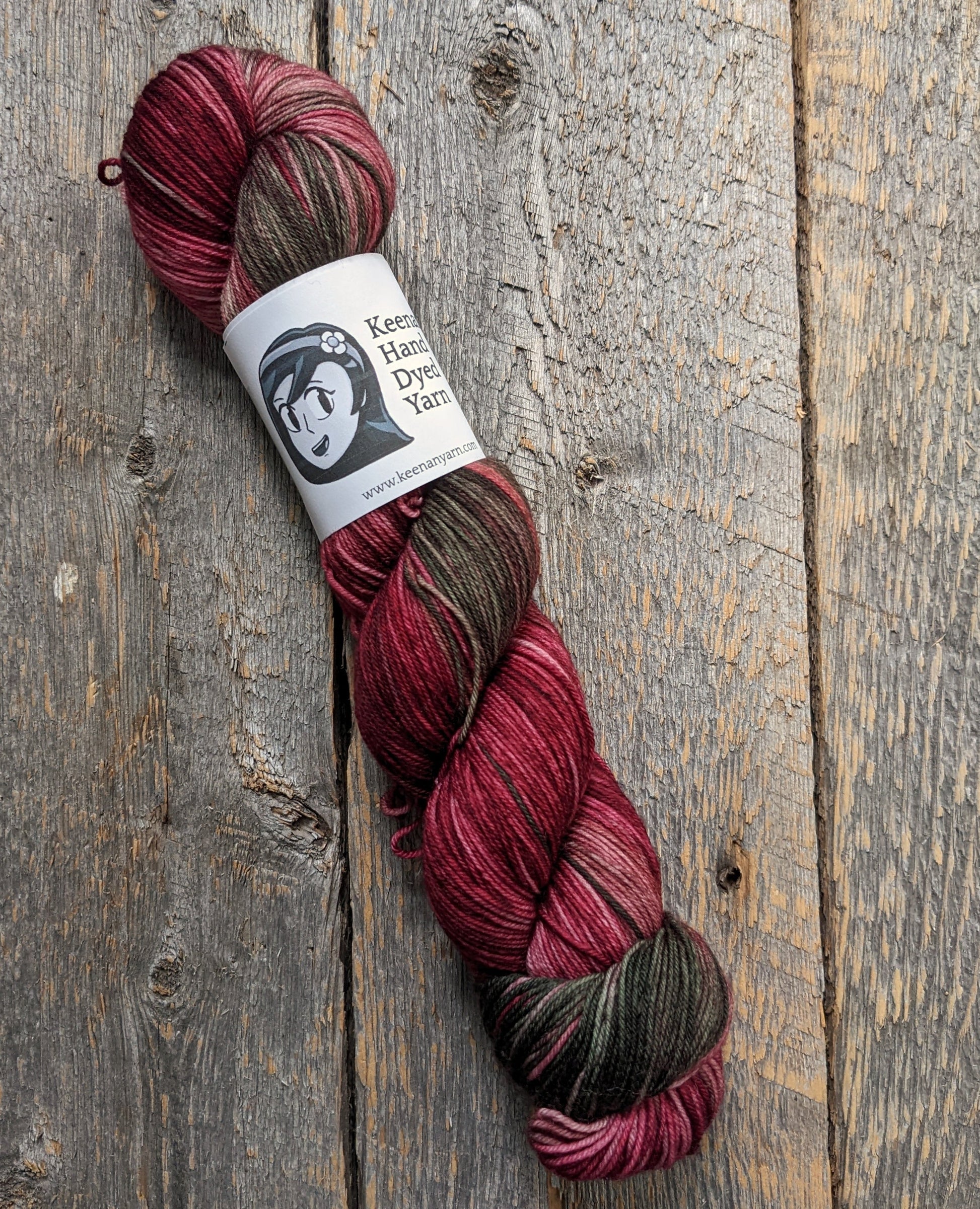 red hand dyed yarn, brown hand dyed yarn, sock yarn, twisted skein, Keenan hand dyed, merino yarn, wool yarn, merino nylon yarn