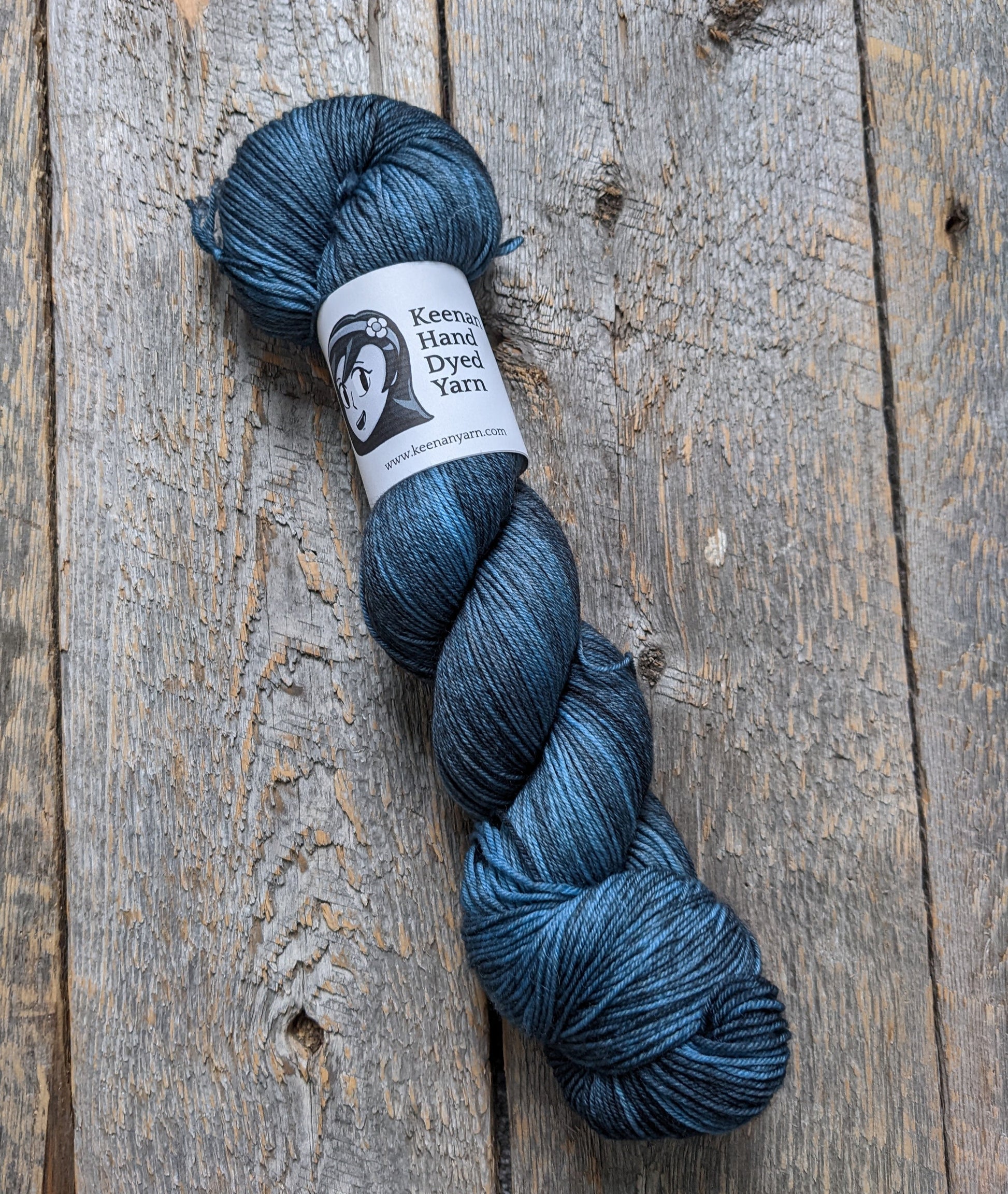 blue gray hand dyed yarn, sock yarn, twisted skein, Keenan hand dyed, merino yarn, wool yarn, merino nylon yarn