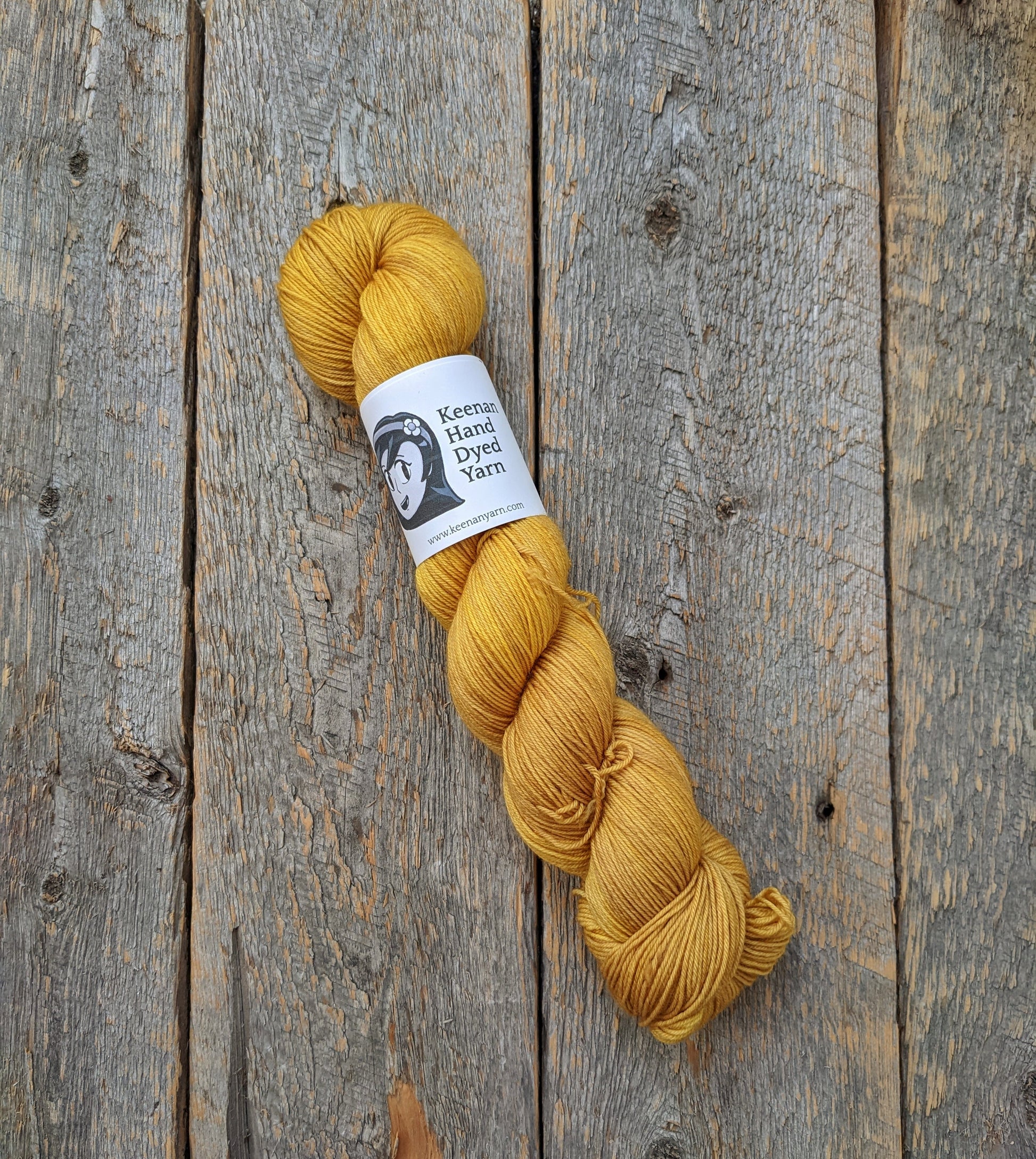 yellow hand dyed yarn, sock yarn, twisted skein, Keenan hand dyed, merino yarn, wool yarn, merino nylon yarn