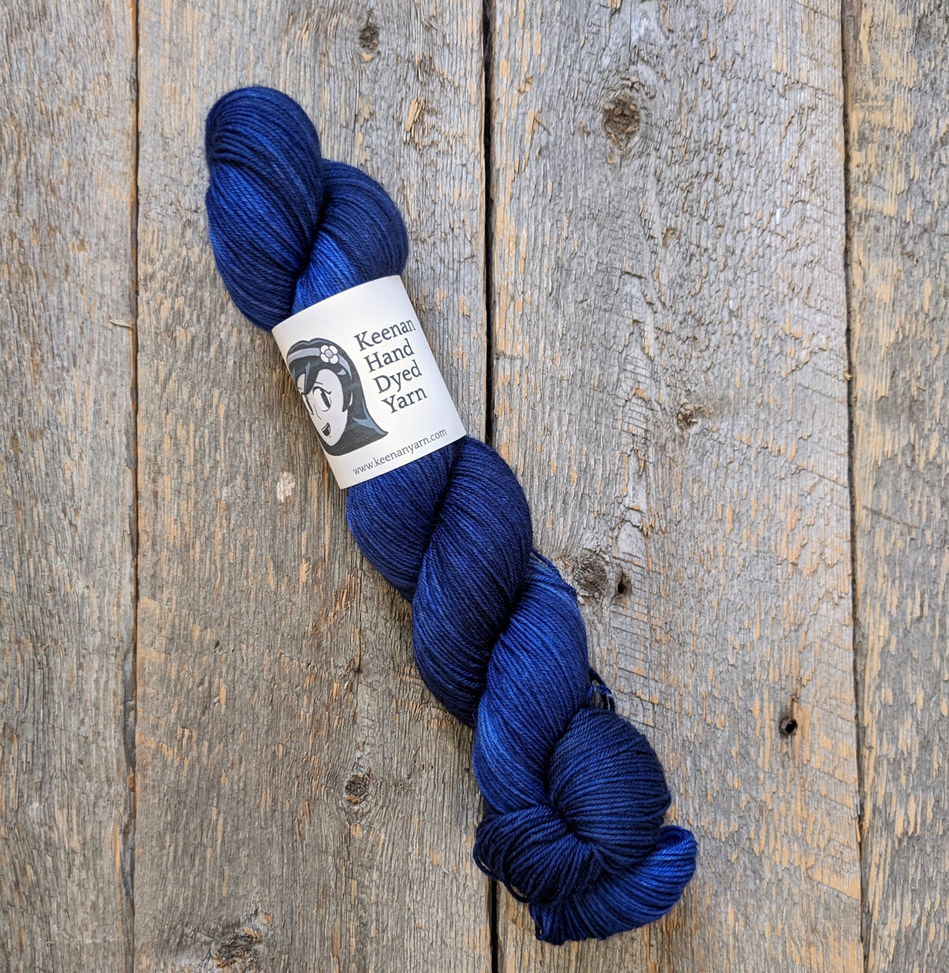dark blue hand dyed yarn, sock yarn, twisted skein, Keenan hand dyed, merino yarn, wool yarn, merino nylon yarn