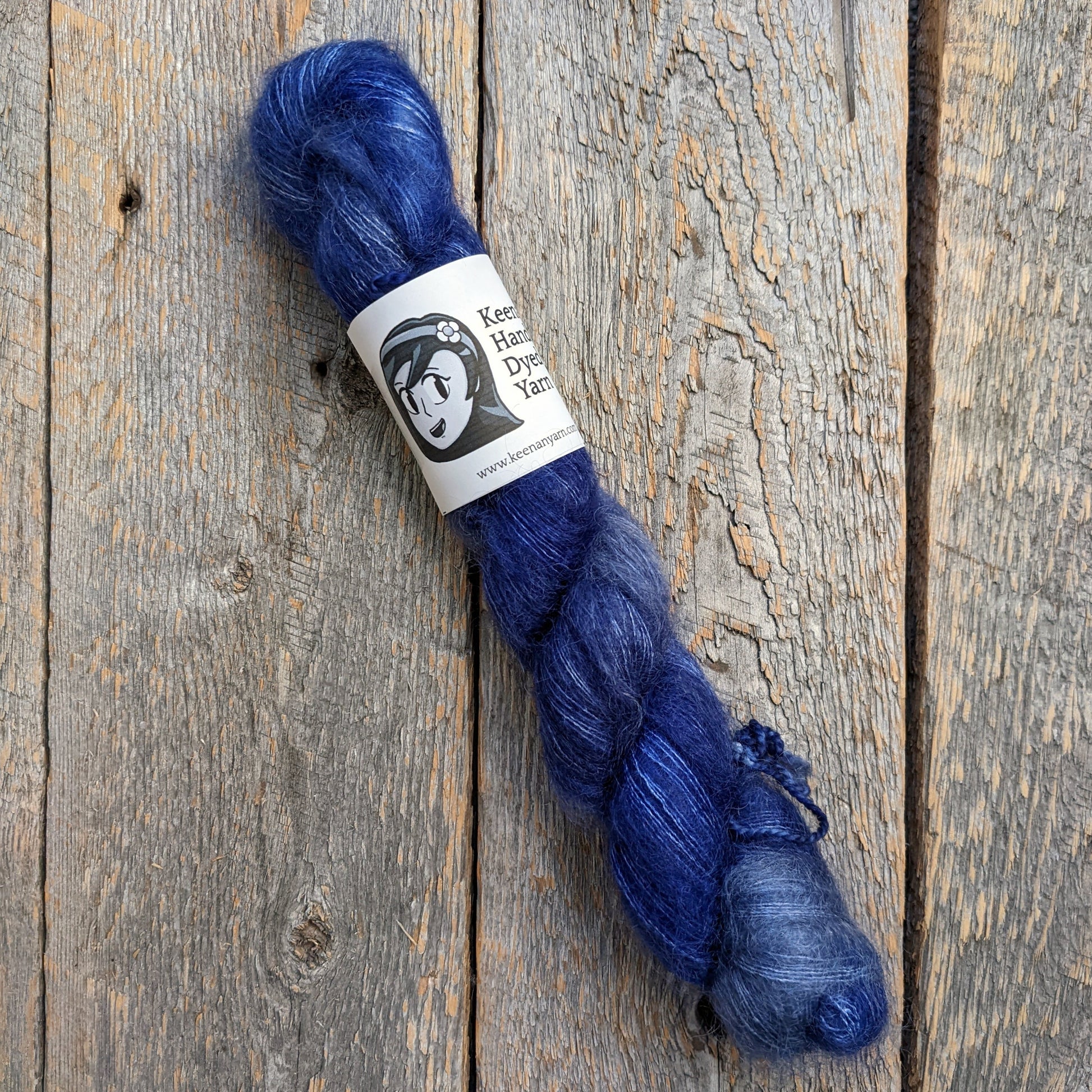 dark blue colored yarn, yarn, lace yarn, twisted skein, silk mohair yarn, Keenan hand dyed