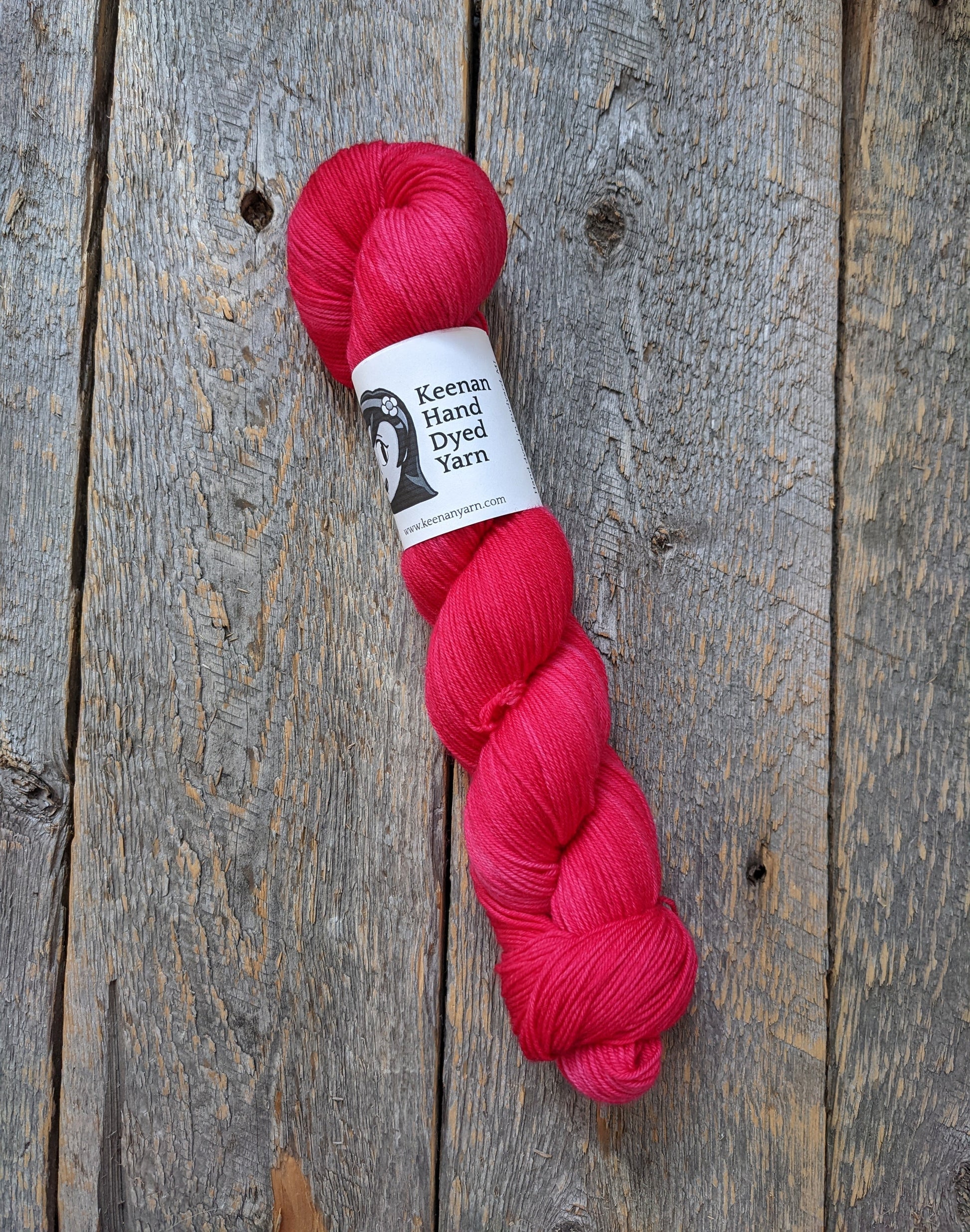 magenta hand dyed yarn, sock yarn, twisted skein, Keenan hand dyed, merino yarn, wool yarn, merino nylon yarn