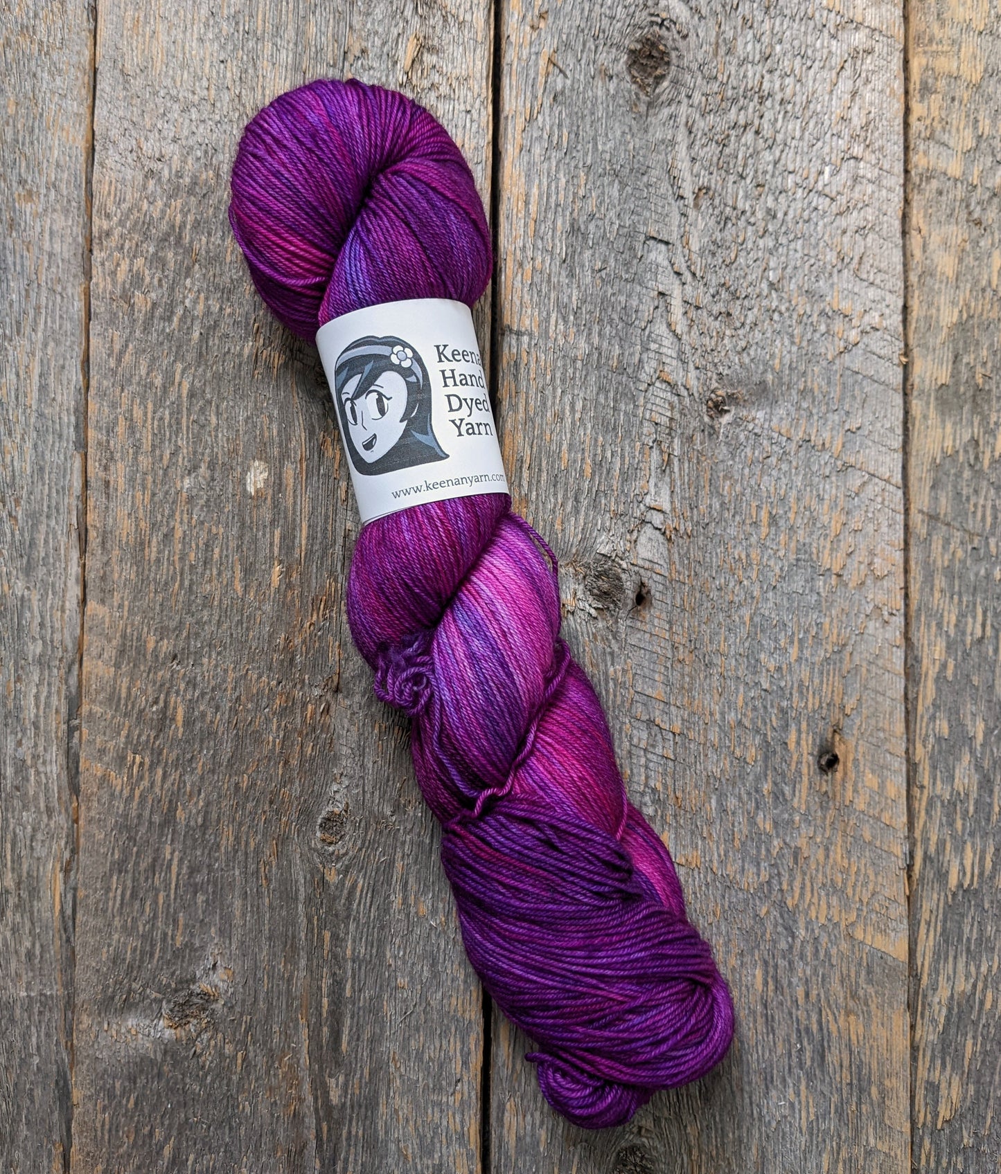 red violet hand dyed yarn, sock yarn, twisted skein, Keenan hand dyed, merino yarn, wool yarn, merino nylon yarn