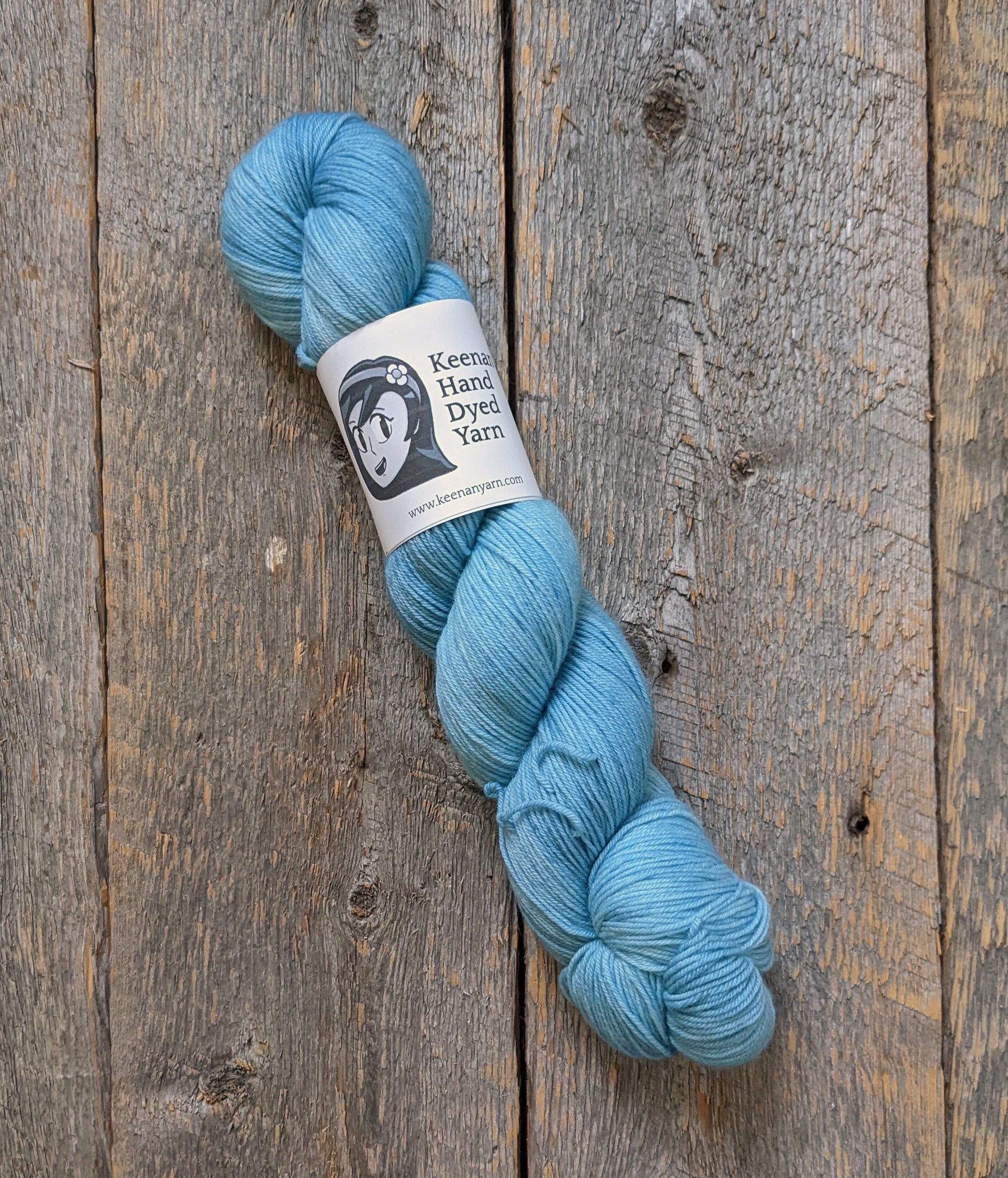 blue hand dyed yarn, sock yarn, twisted skein, Keenan hand dyed, merino yarn, wool yarn, merino nylon yarn